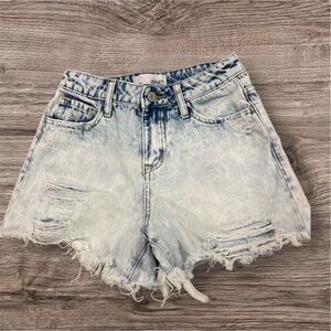 Vibrant Light Blue Distressed Denim Shorts Women’s Size XS
